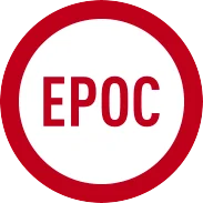 A round sign with a thick red border and white center displays the text "EPOC" in bold red capital letters—a must-have for anyone serious about their fitness goals.